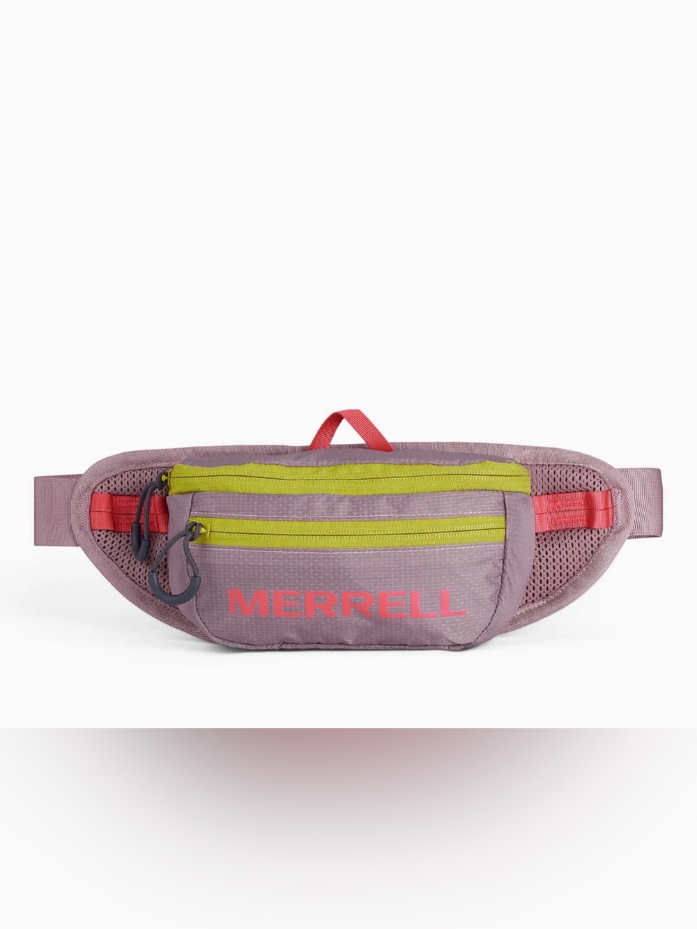 Merrell Lavender Belt Bag with Lime Zippers and Coral Accents